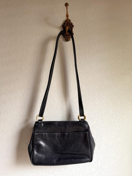 Tignanello Handbags - Tignanello Black Leather Shoulder Bag with Gold Hardware